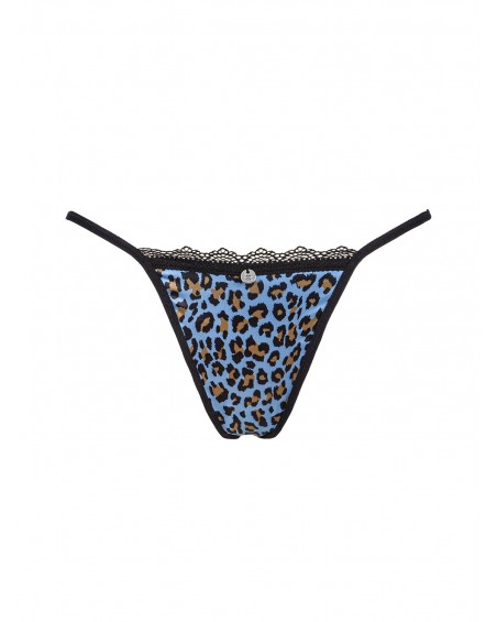 Obsessive Lingerie Nadines Perizoma In Raso Leopardato Azzurro