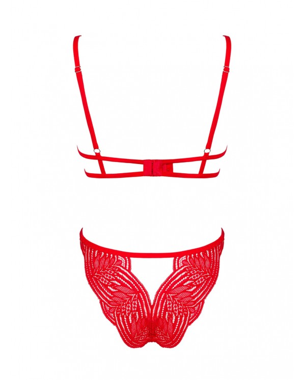 Obsessive Lingerie Mellania Completino Rosso In Pizzo Con Aperture Sexy