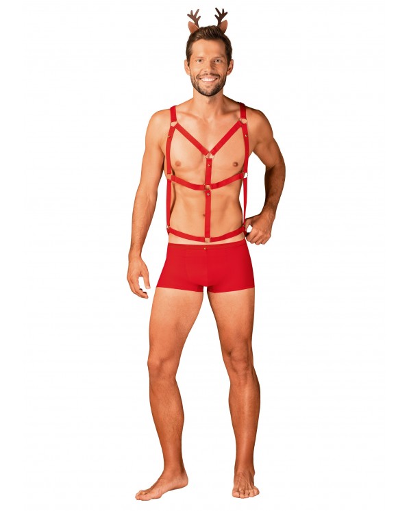 Obsessive Lingerie Set Natalizio Per Uomo Mr Reindy In Rosso