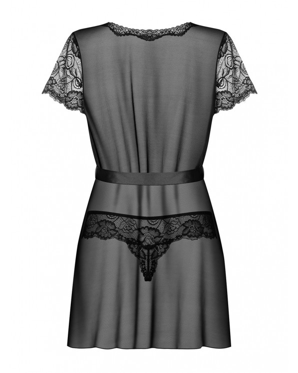 Vestaglia In Pizzo Nera Con Perizoma Alluria Obsessive Lingerie