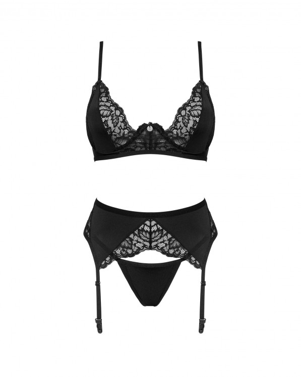 Obsessive Lingerie Bellastia Sensuale Completino Nero Con Reggicalze