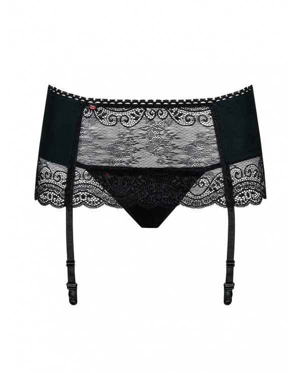 Set Reggicalze Nero Con Perizoma Collezione Miamor Obsessive Lingerie