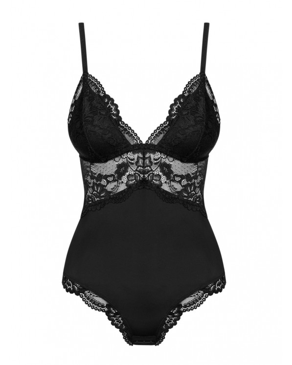 Obsessive Lingerie Romantico Body Nero Con Perizoma Taglia Curvy