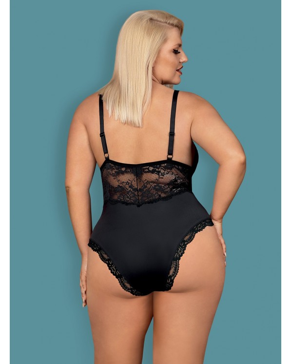 Obsessive Lingerie Romantico Body Nero Con Perizoma Taglia Curvy