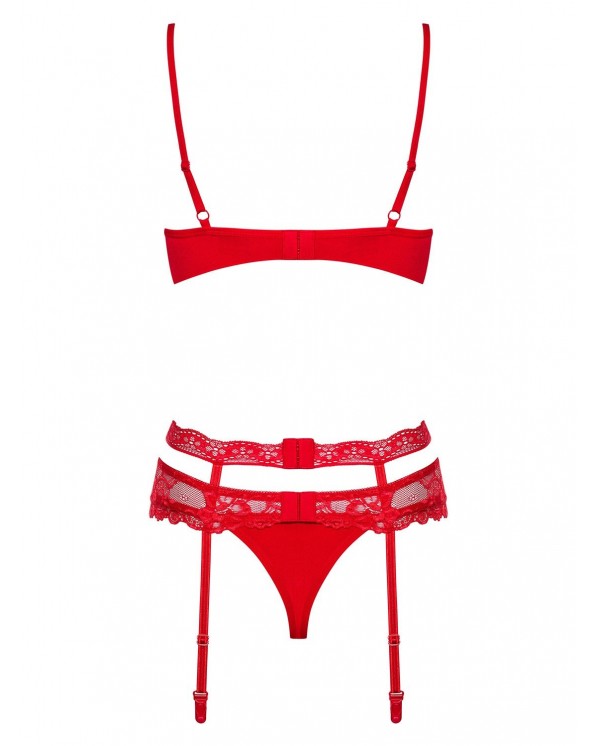 Sexy Set Completo Intimo Rosso Con Reggicalze Collezione Heartina O 