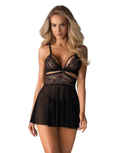 Babydoll con perizoma nero 838