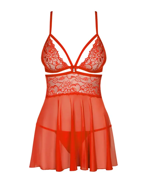 Babydoll con perizoma rosso 838 – foto prodotto, fronte