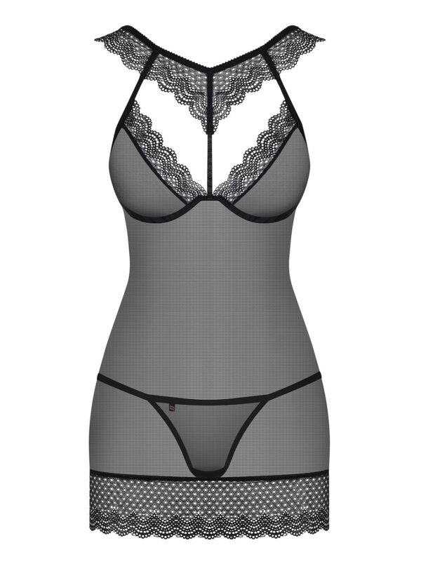Chemise nera con perizoma 857