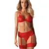 Completino intimo con reggicalze rosso 838