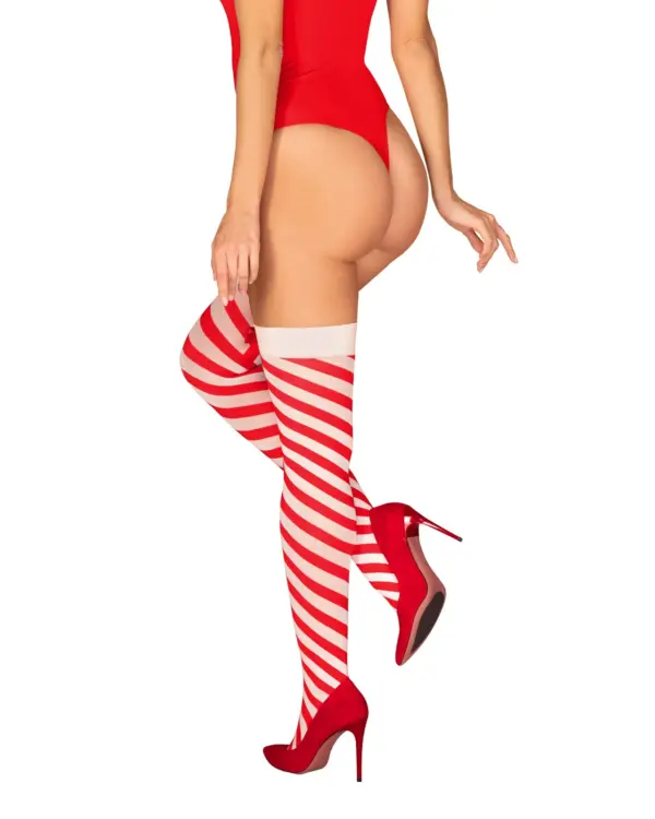 Calze per Natale a strisce Obsessive Lingerie – retro