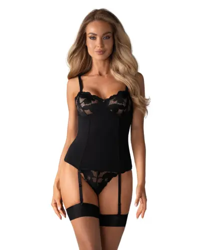 Corsetto nero con reggicalze integrato Editya