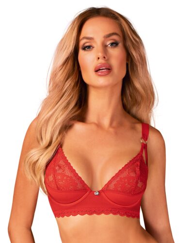 Belovya reggiseno elegante con pizzo rosso ricamato