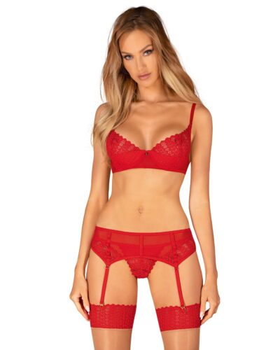 Ingridia completino rosso con reggicalze