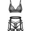 Sexy set intimo tre pezzi con harness collezione Blomentis – foto prodotto, fronte