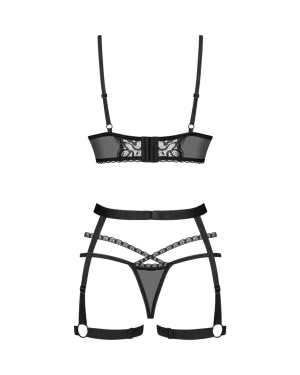 Sexy set intimo tre pezzi con harness collezione Blomentis – foto prodotto, retro