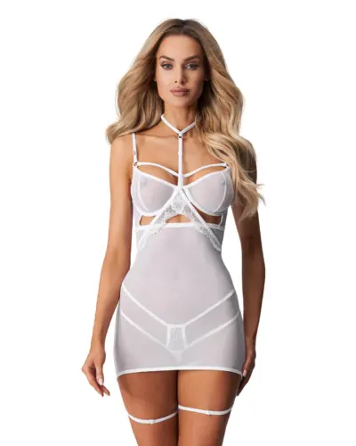 Chemise bianca con choker e giarrettiere Arrowel