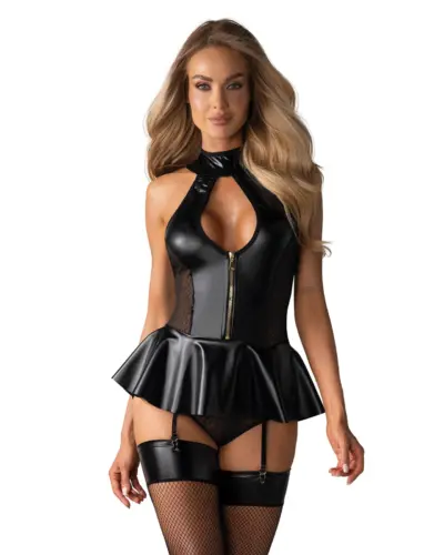 Corsetto 859 in tessuto wetlook con perizoma