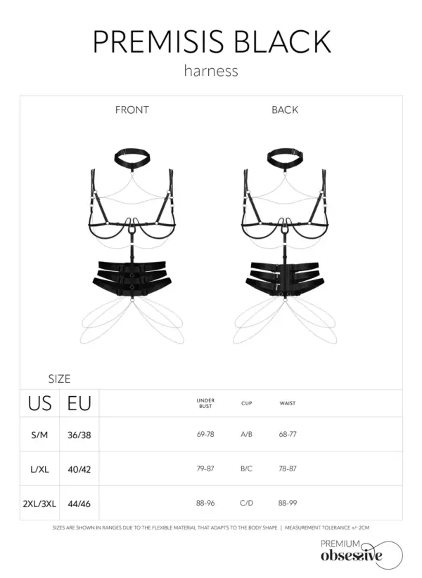 Obsessive Premisis Harness Nero con Catene Argentate e Choker – ambientata