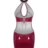 Abito lucido con scollatura e choker Obsessive Redya – indossato 3