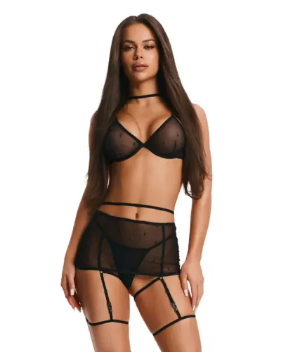 Set 4 pezzi con reggicalze in rete – Obsessive Anniverse