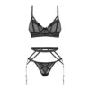 Completo nero 3 pezzi con reggicalze – Obsessive Euridia – foto prodotto, fronte