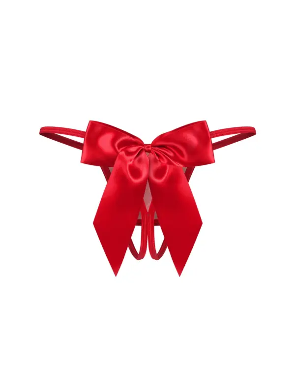 Perizoma rosso aperto con fiocchi – Obsessive Gifty Red – foto prodotto, retro