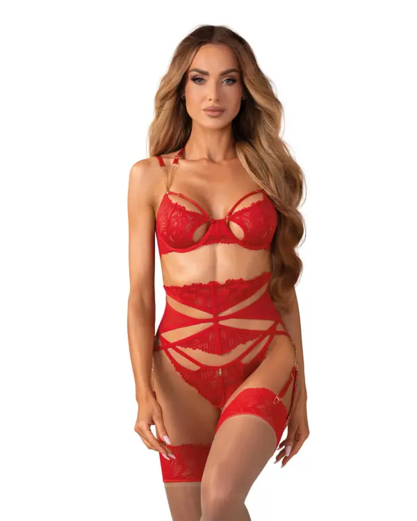 Completino rosso aperto in pizzo – Obsessive Matildea – fronte