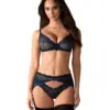 Set 3 pezzi blu notte pizzo – Obsessive Nightly Blue – fronte