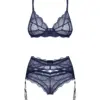 Set 3 pezzi blu notte pizzo – Obsessive Nightly Blue – foto prodotto, fronte
