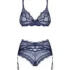 Set 3 pezzi blu notte pizzo – Obsessive Nightly Blue – foto prodotto, retro