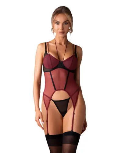 Corsetto bordeaux con reggicalze – Obsessive Parisel