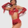 Set 4 pezzi frange rosso – Obsessive Rossay – ambientata